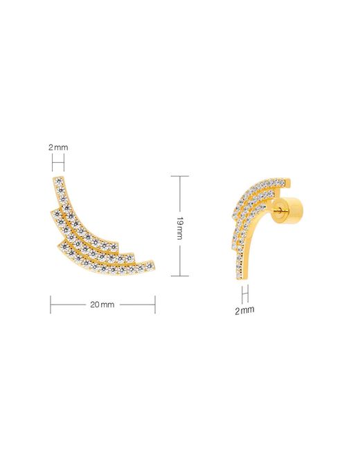 Meulien Metallic Sequenced Triple Arc Earrings With Pave Cz