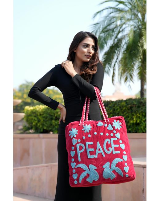 Conscious Yoga Collective Pink Peace Suzani Tote