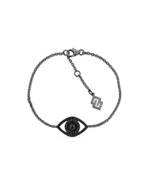 SALLY SKOUFIS Black Protection Bracelet With Made Cz Diamond Stimulant