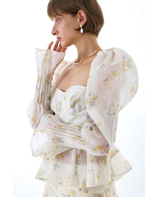 We Are Kindred White Cynthia Silk Long Sleeve Top