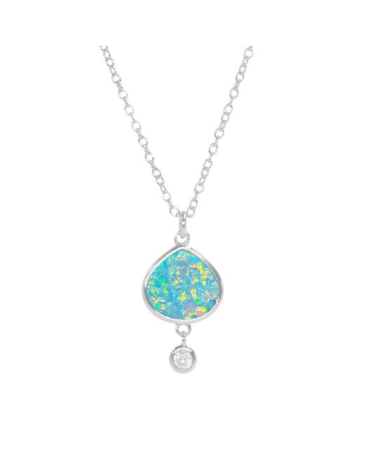 KAMARIA Blue Best Friend Opal Pear Necklace With Crystal Drop