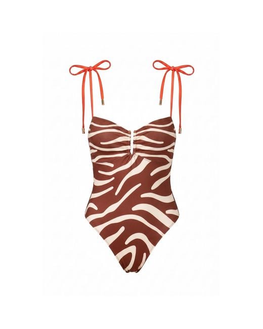 Jessie Zhao New York Red Sunset Safari Reversible One Piece Swimsuit