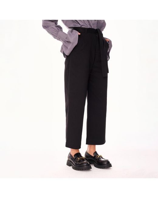 Mandragora Black Remo – Straight-Leg Cotton Cropped Trousers