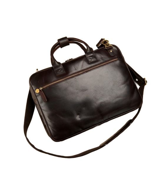 Posh Totty Designs Black Leather Laptop Bag Briefcase for men