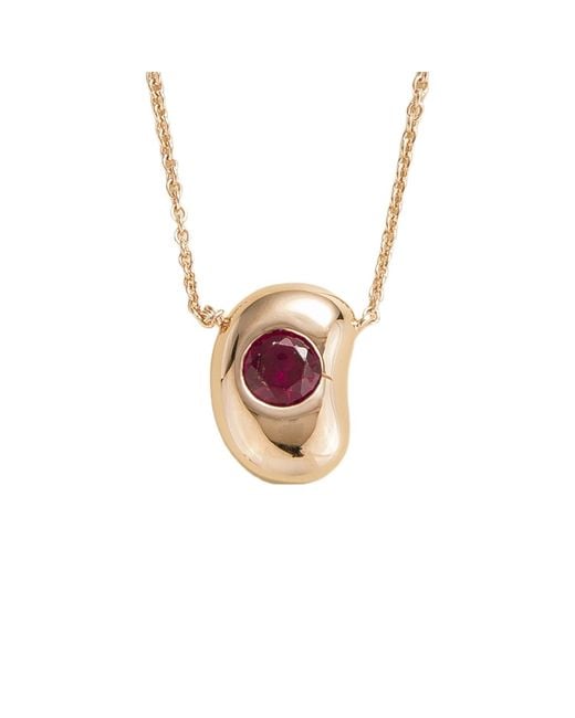 Juvetti White Rose Fava Rose Ruby Necklace