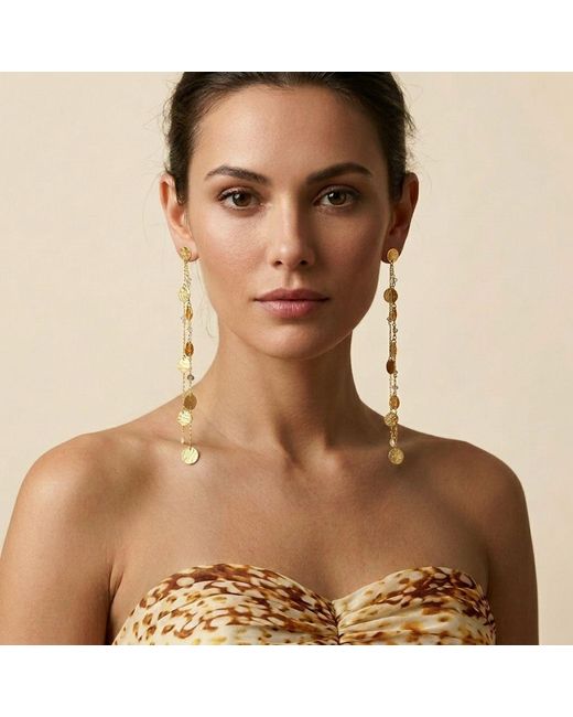 Jaredjamin Metallic Babylonica Disc And Chain Dangle Post Earrings