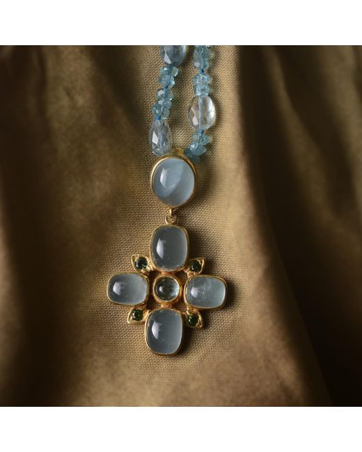 Emma Chapman Jewels Metallic Bathsheba Aquamarine Cross Pendant