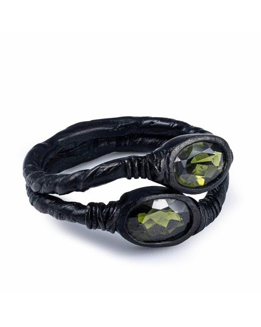 German Kabirski Blue Vesta Anthracite Plated Ring With Chrome Diopside
