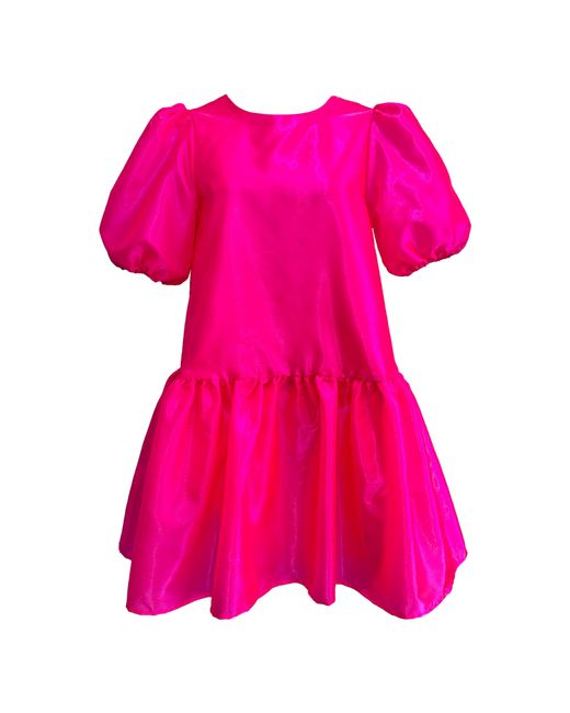 Blaise London Pink The Blaise Mini Dress With Puff Sleeves