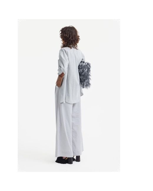 Julia Allert Gray Velvet High Waist Trousers