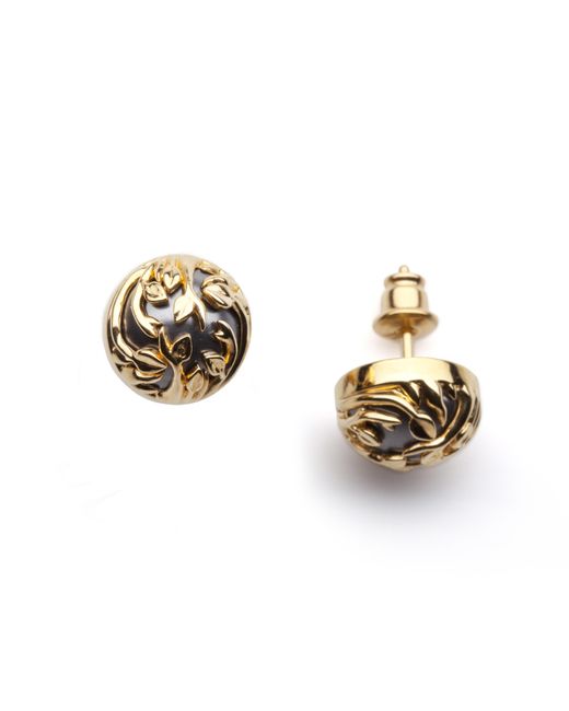 Kasun Metallic Dark Pearl Stud Earrings