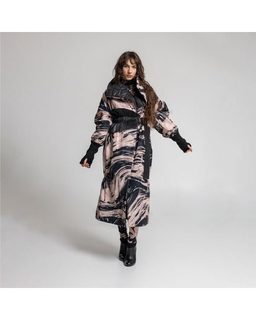 ARTISTA Multicolor Amber Printed Maxi Coat With Onix Belt