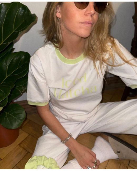 The New Orchard White Vegan T-Shirt Iced Matcha