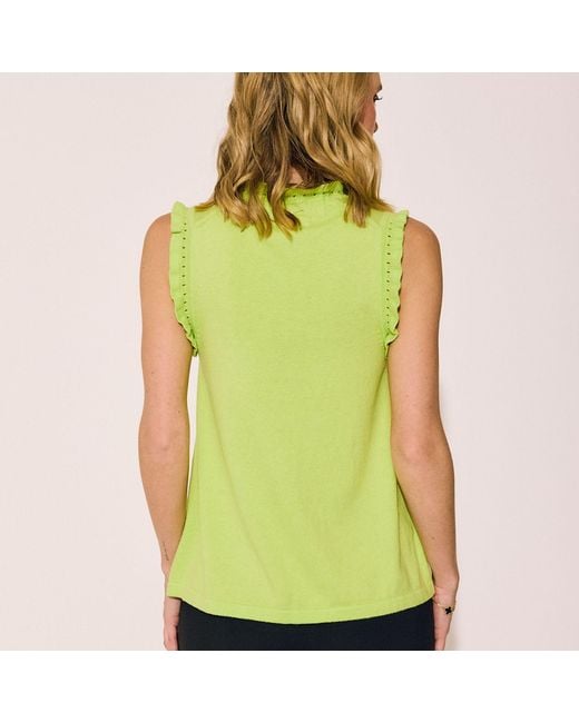 Lindsay Nicholas New York Green Frill V-Neck Shell