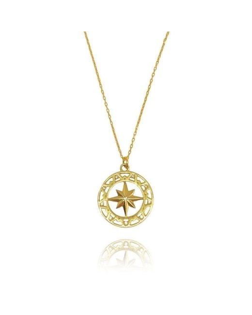 LINYA JEWELLERY Metallic North Star Gem Medallion