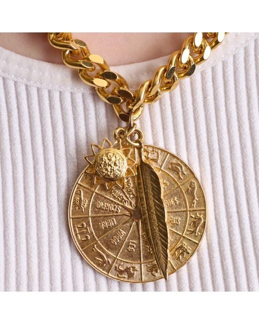 Caramel Vintage Jewellery Metallic Zodiac Charm Curb Necklace