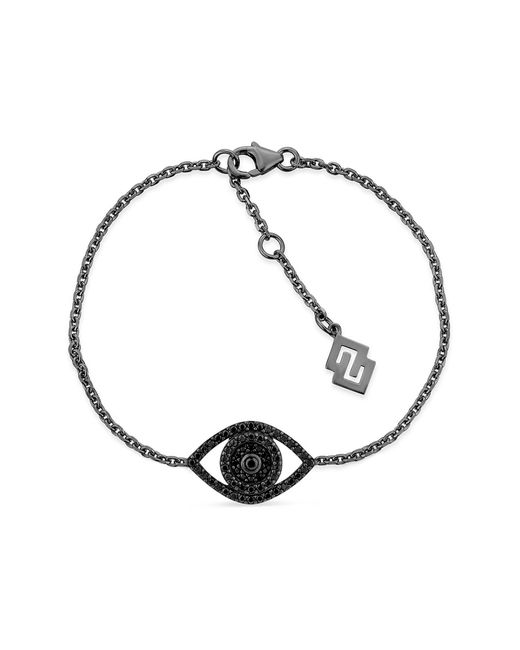 SALLY SKOUFIS Black Protection Bracelet With Made Cz Diamond Stimulant