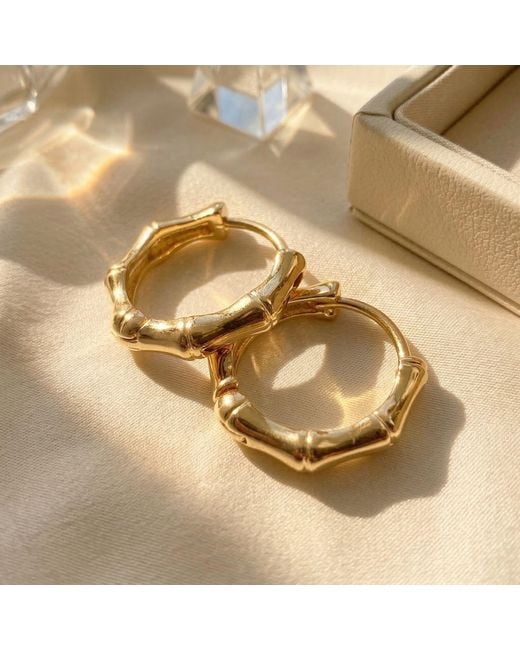 Harfi Metallic Plated Bamboo Everyday Huggie Earrings