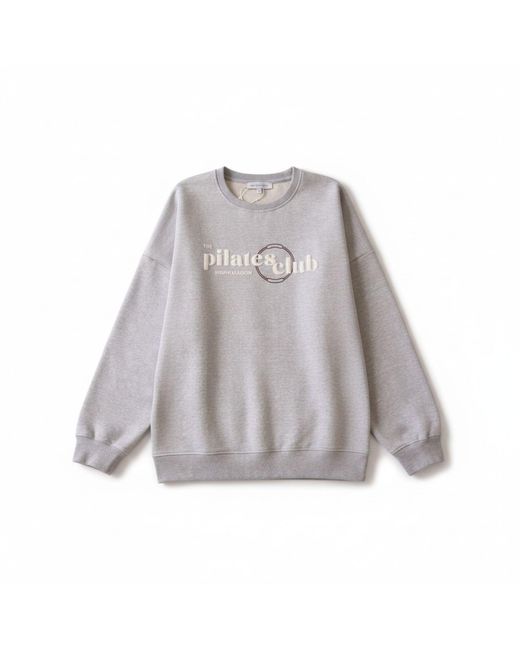 Mimhi Maison Gray Pilates Club Oversized Sweatshirt – Melange Crewneck