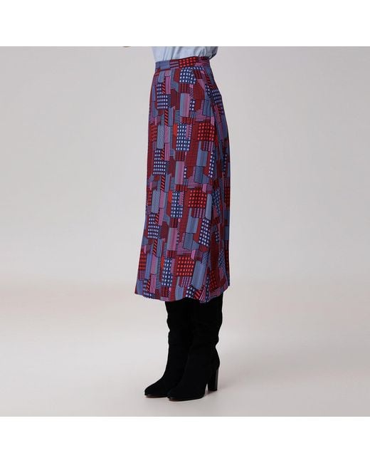 Smart and Joy Purple Graphic Print Trapeze Midi Skirt