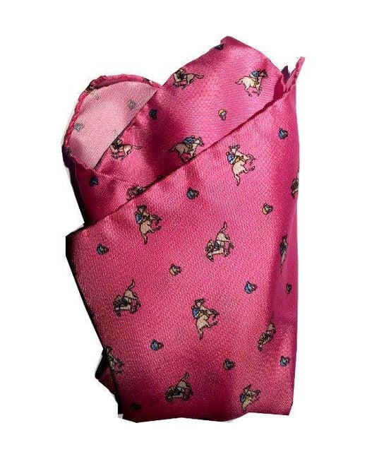 Lazyjack Press Pink Riding Derby Pocket Square for men