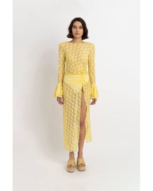 Amy Lynn Yellow Nola Lace Tunic Overlay Dress