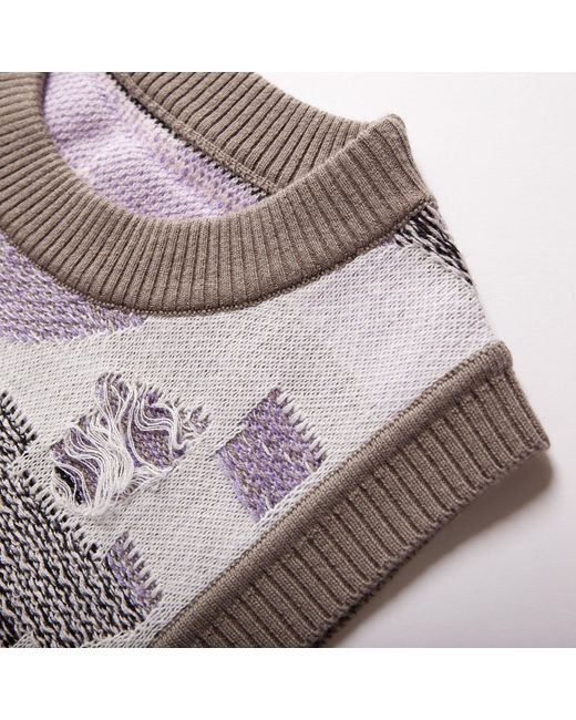 Fully Fashioning Gray Malaya Inlay Knit Vest