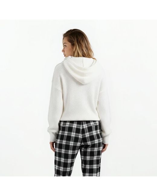Haris Cotton White Wool Knit Hoodie Ecru