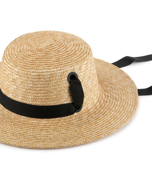 Justine Hats Black Neutrals S Boater Straw Hat