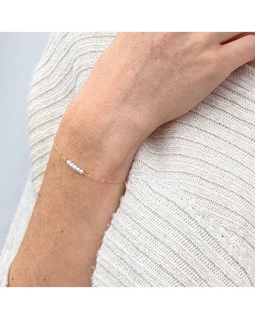Kiri & Belle Metallic Eliana Tiny Pearl Bar Sterling Bracelet