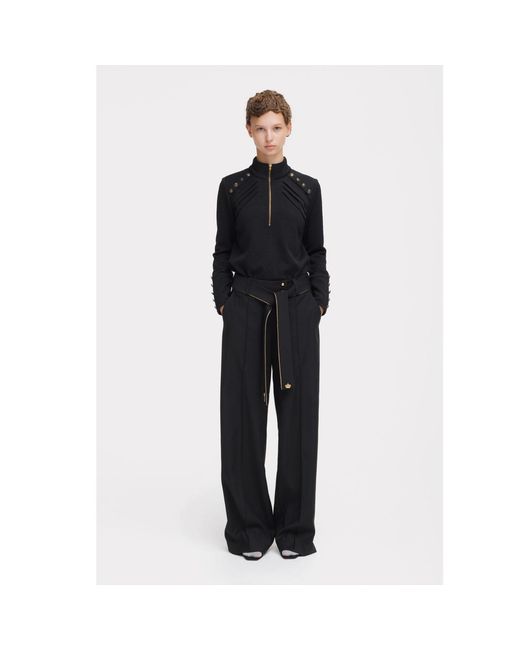 Julia Allert Black Tie-Waist Straight-Leg Trousers –