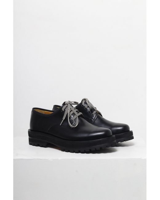 Mafalda Black Leather Lace-Up Loafers