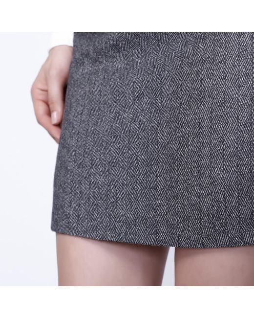 Smart and Joy Gray Marled Wool Formal Mini Skirt