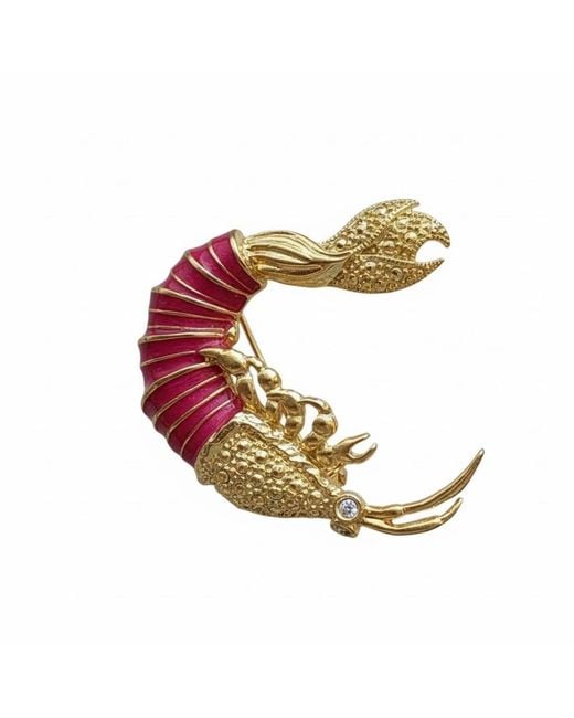 Silver & Elegant Co. Metallic Enamel Lobster Thick Plated Bronze Brooch
