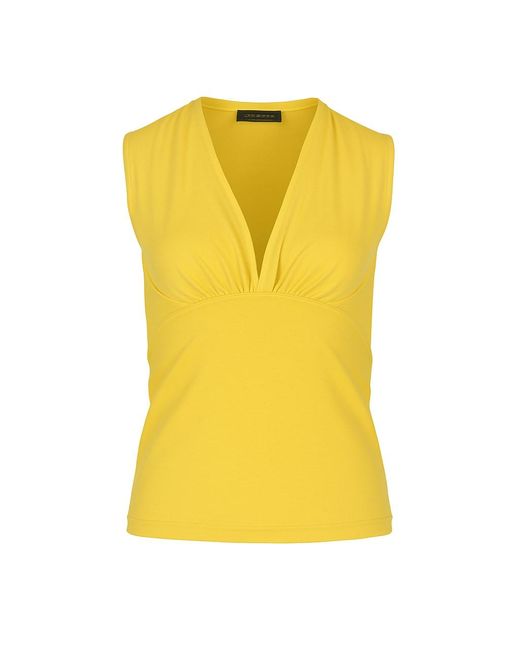 Conquista Yellow Sleeveless V-Neck Jersey Top – Stretch Cotton-Blend Fabric