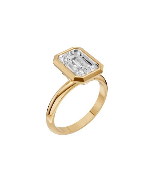 Aya Fine Jewelry White Minimalist 3.01 Ct Emerald Cut Lab Diamond Solitaire Promise Ring
