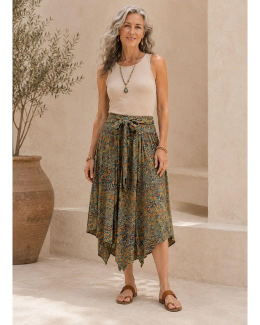 Lumina Eligma Green Bohemian Midi Skirt