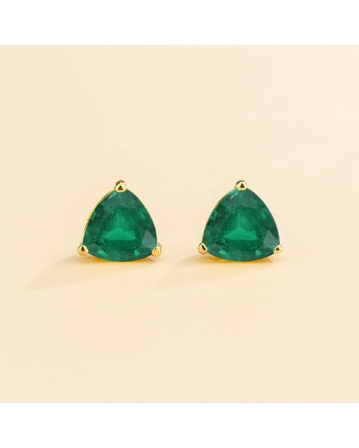 Juvetti Green Trillion Earrings Set With Emeralds