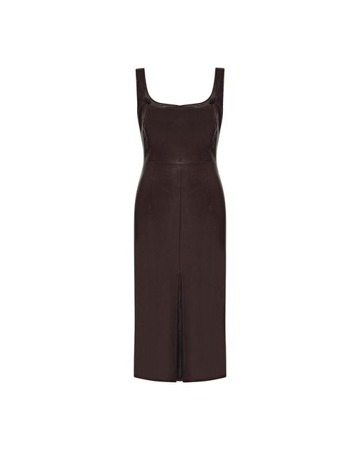 Thisisu Collection Brown Penelope Vegan Leather Midi Dress – Burgundy