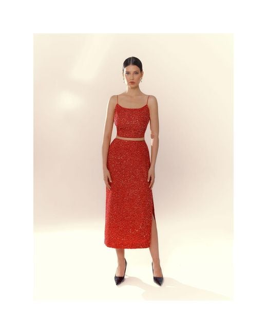 Elsava Red Riva Sequin Top