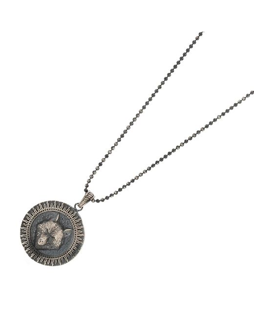 Ebru Jewelry Metallic Sterling Silver Powerful Wolf Symbol Pendant Necklace for men