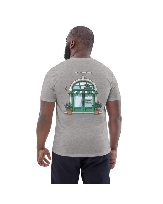 Anchor and Crew Gray Heather Gustatory Coffee & Chats Organic Cotton Embroidered T-Shirt for men