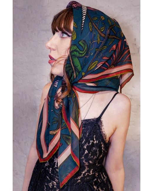 Natalia Petruch Green Mystic Rabbit Silk Chiffon Scarf