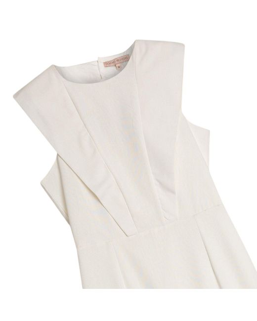 Niza White Mai Midi Dress With Round Neckline And Ruffles