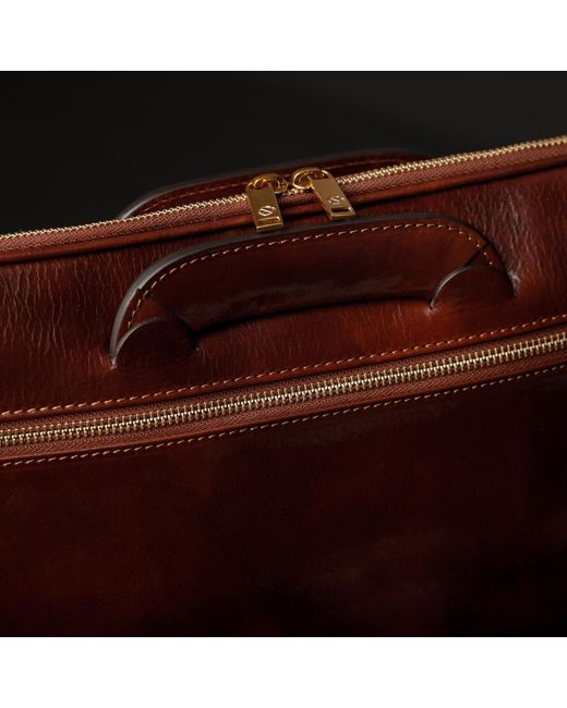 Time Resistance Brown Leather Briefcase Laptop Bag