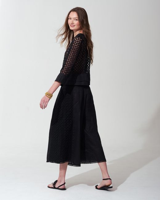 MARICEL Black Costanza Trousers Sangallo Linen