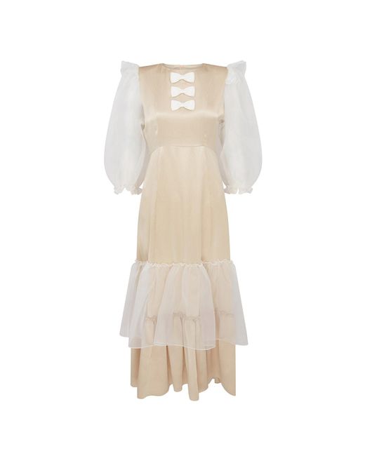 Lisa The Label Natural Silk Cloud Puff Dress