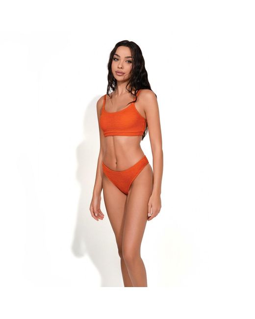 Maison Tangerine Orange Ibiza Textured Crinkle Bikini