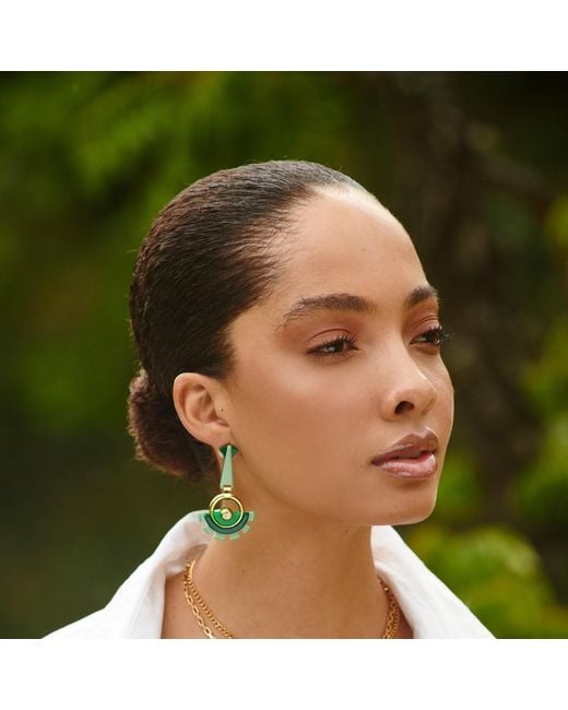 Gissa Bicalho Green Acrylic Handmade Earring Indaiá Pale