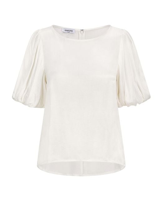 Femponiq White Puff Sleeve Cupro Blouse
